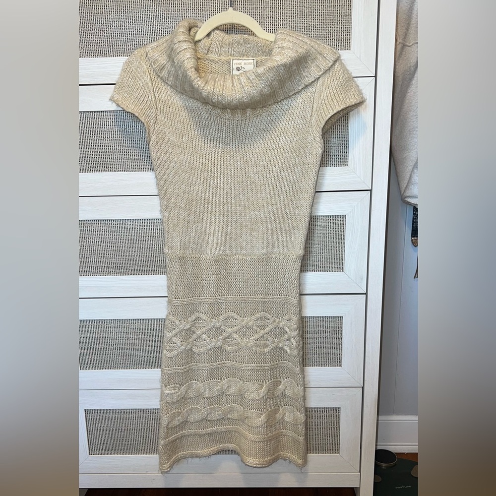 Vintage Pink Rose Sweater Dress